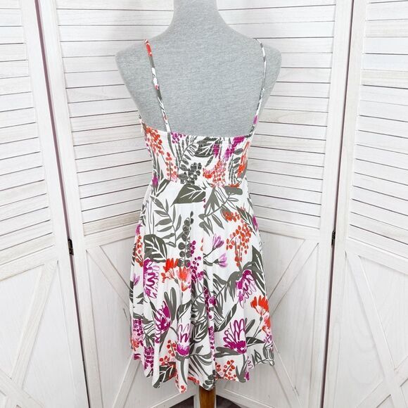 Old Navy Tropical Floral Print Cami Sundress Fit Flare White Pink Small - Picture 4 of 14